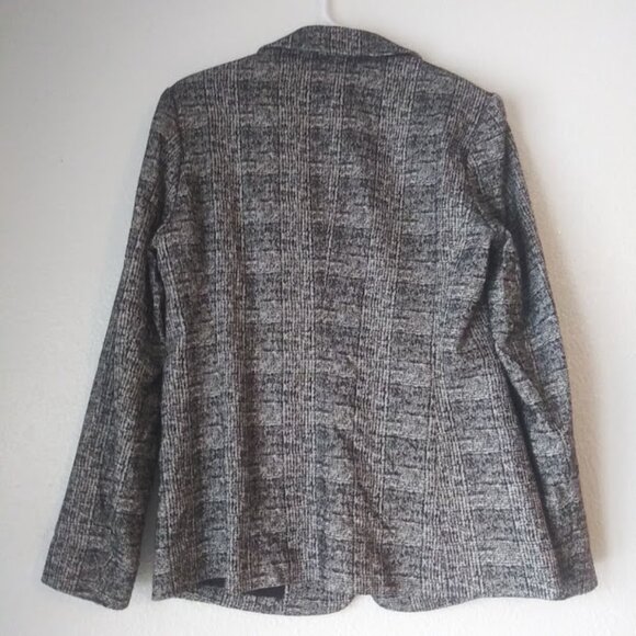 Nine West women's size 10 black and white tweed knit one button blazer jacket - Picture 4 of 15